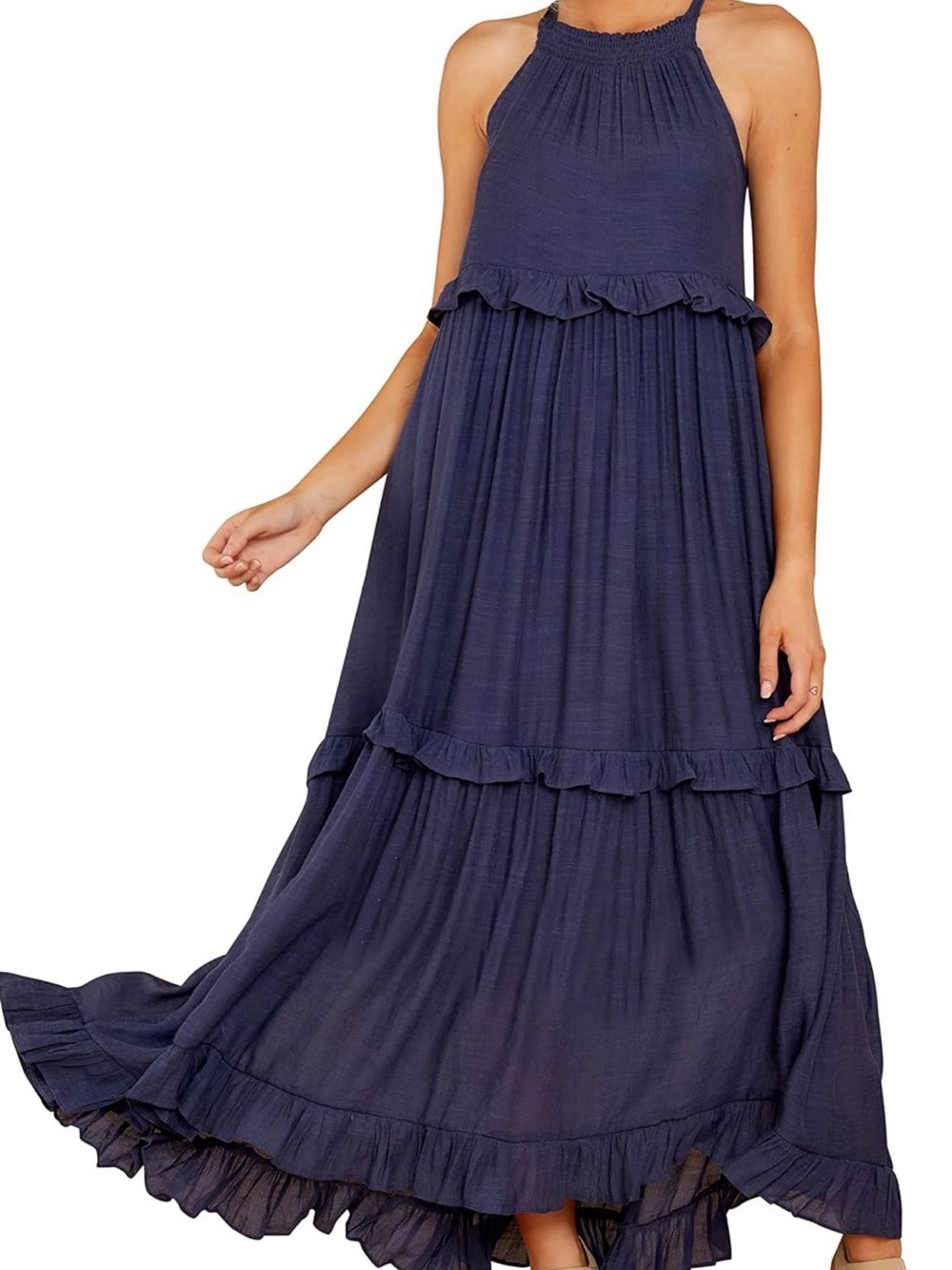 Navy Blue Tiered Maxi Dress